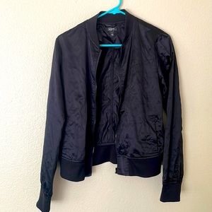 Black polyester zip up jacket